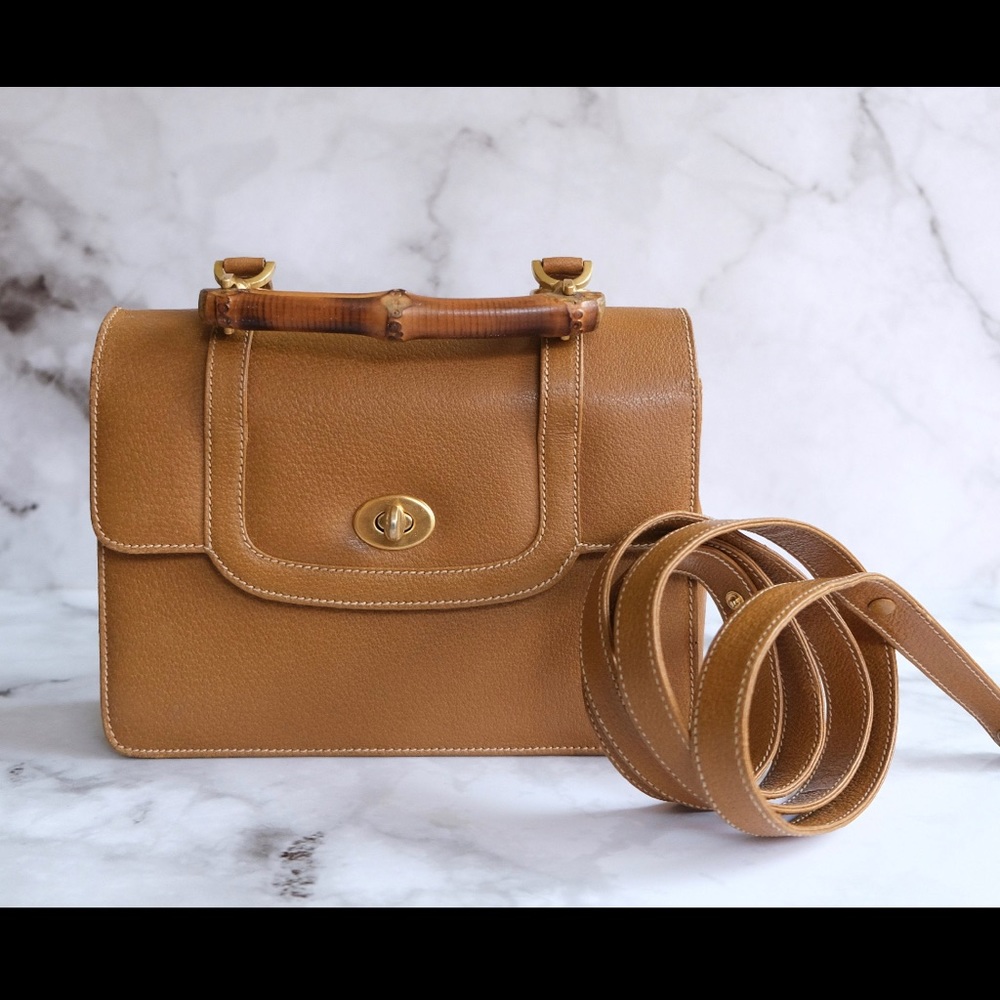 SOLD ✨ Gucci Tan Bamboo Handle Crossbody Vintage Bag 100% AUTHENTIC!